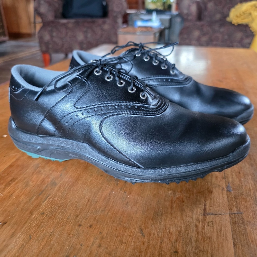 Footjoy Greenjoys  Mens US 8.5M Black Leather Soft Spikes Cleat Golf‎ Shoes